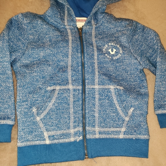 True Religion | Baby/ Kids Zip Up Hoodie Sweatshirt Marled Blue Size 24 months - Picture 3 of 10